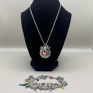 Stranger Things Charm Necklace, Matching Bracelet Set in Silver Adjustable